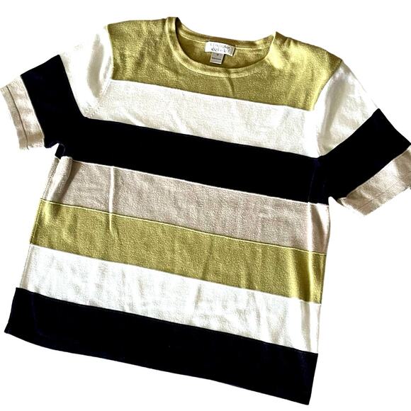 Christopher & Banks Y2K Stripe Colorblock Knit Top Medium - Picture 1 of 6